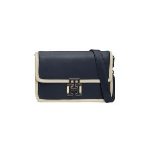 Tommy Hilfiger - Borsetta tracolla pelle blu beige Crossover AWQAW16202