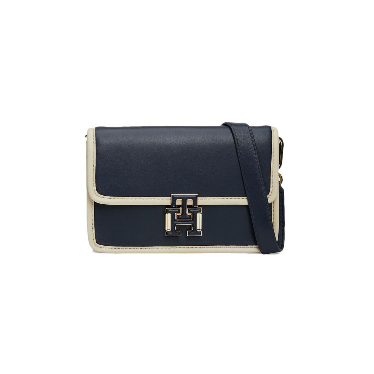 Tommy Hilfiger - Borsetta tracolla pelle blu beige Crossover AWQAW16202