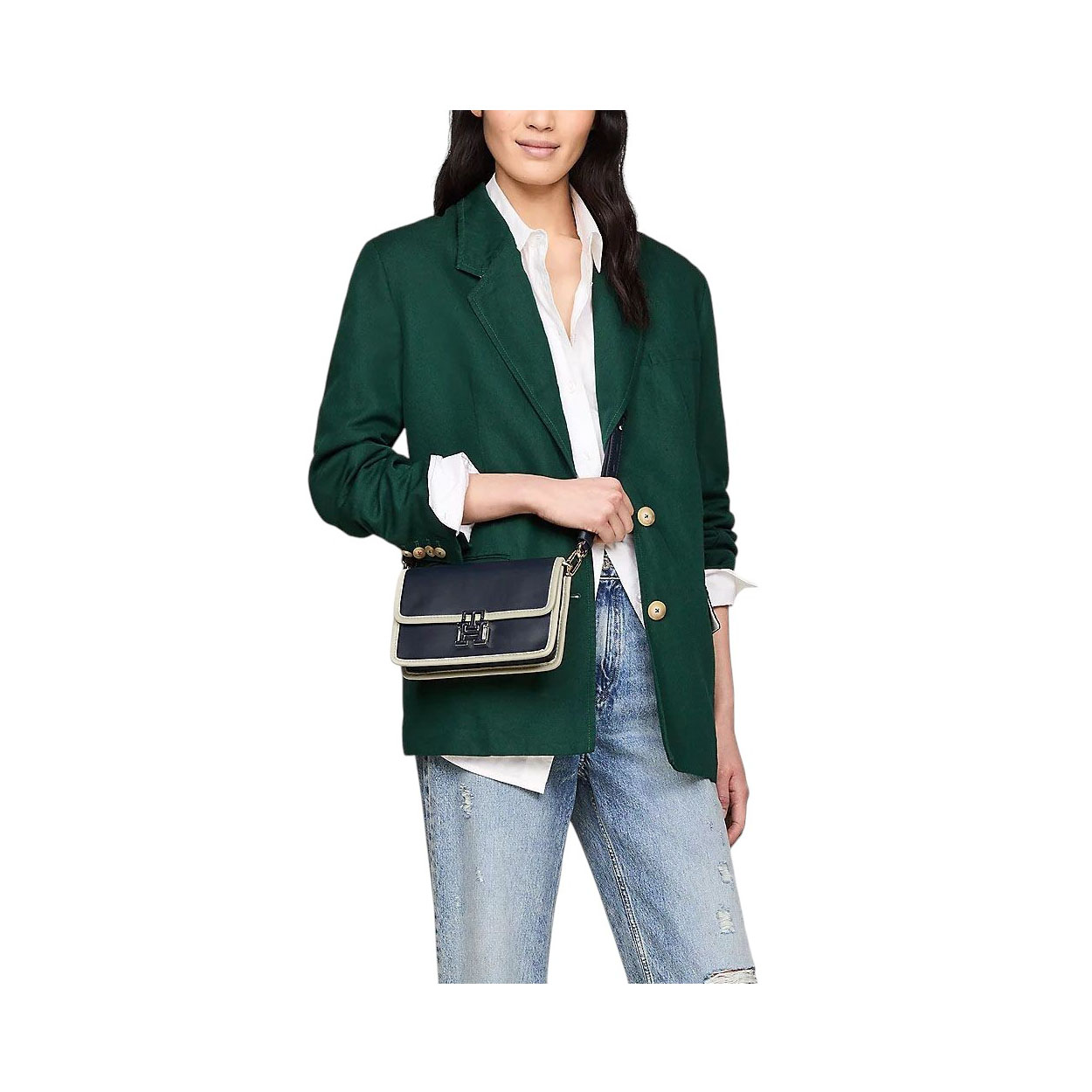 Tommy Hilfiger - Borsetta tracolla pelle blu beige Crossover AWQAW16202 - immagine 3