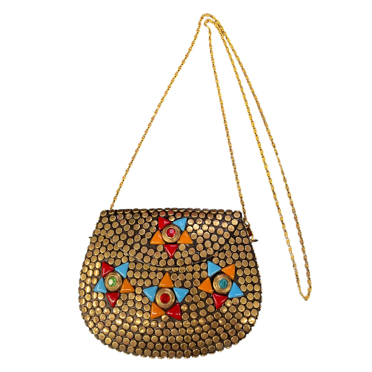 Ble Resort Collection - Borsetta a tracolla rigida con borchie in metallo dorato