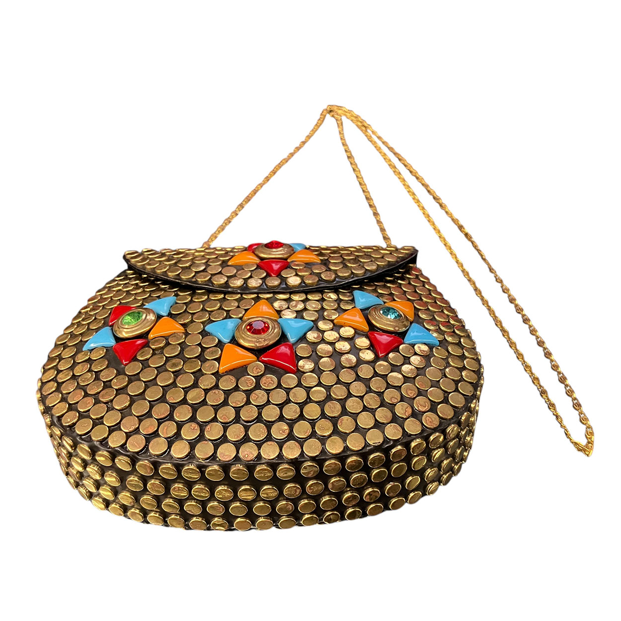 Ble Resort Collection - Borsetta a tracolla rigida con borchie in metallo dorato