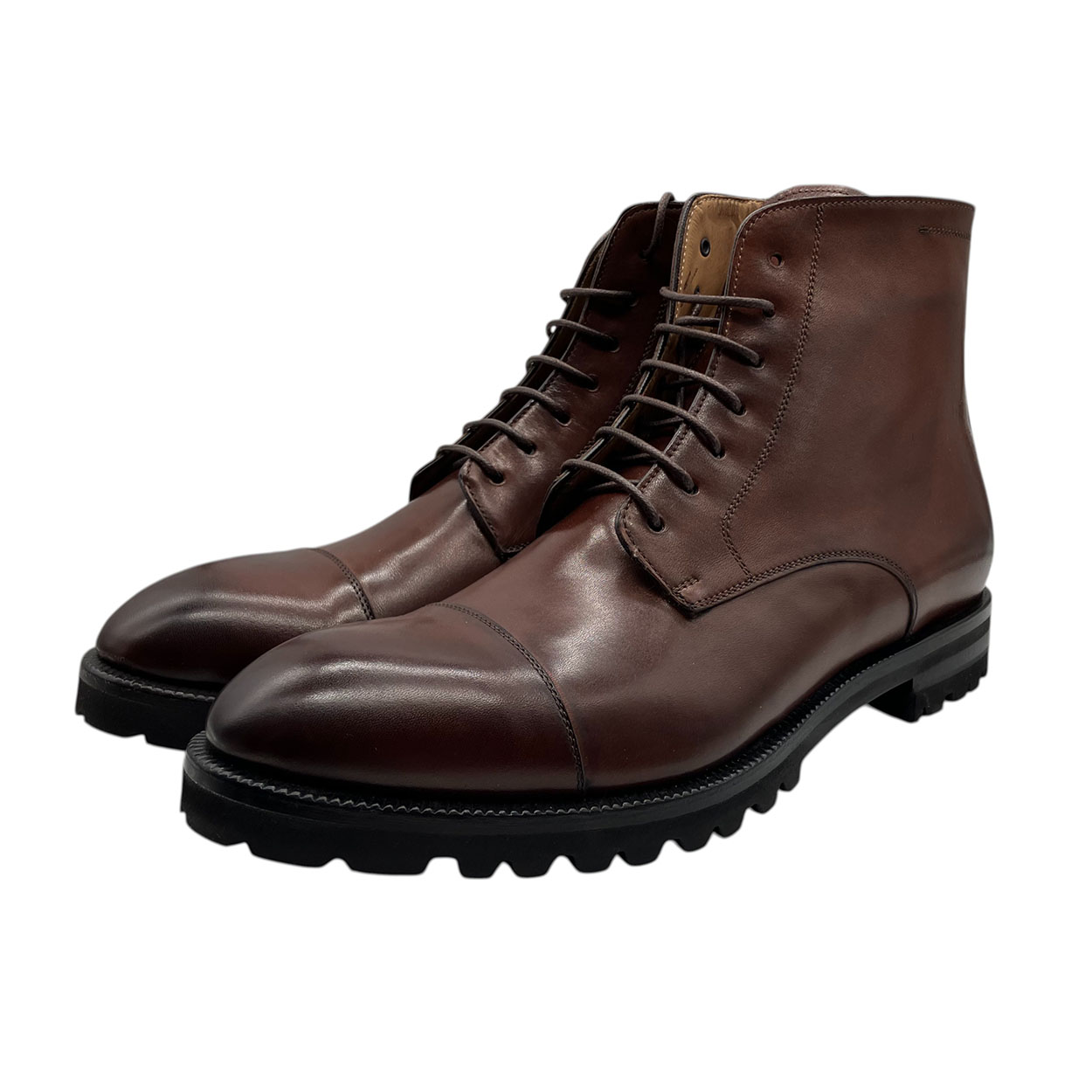 Brecos - EU/42 - Stivaletti in pelle marrone con lacci uomo - immagine 2