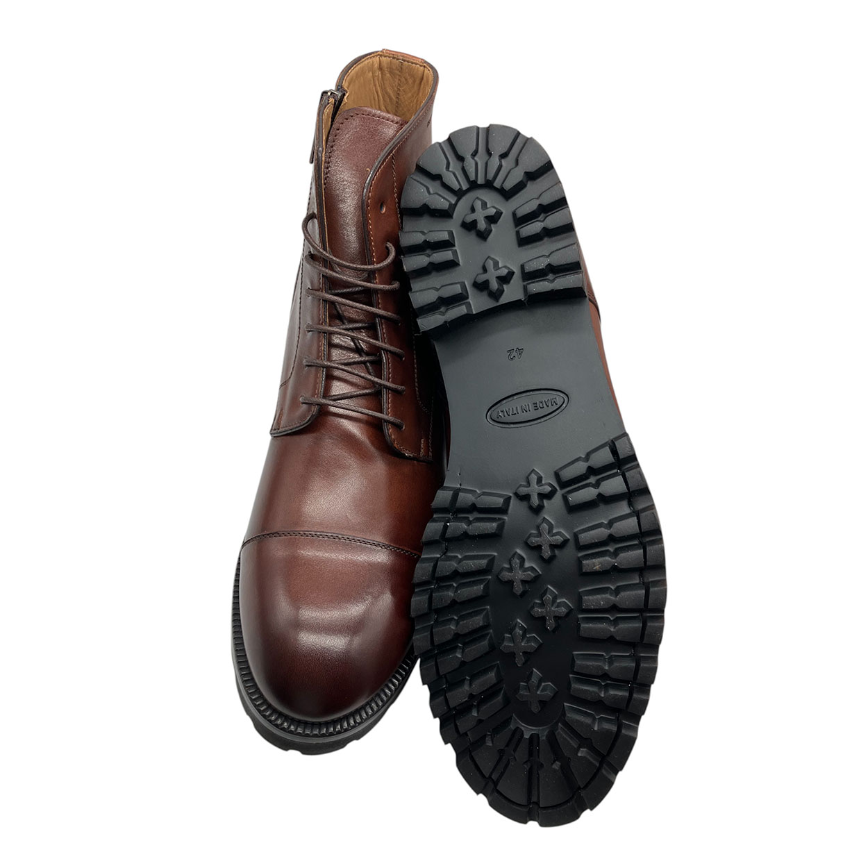 Brecos - EU/42 - Stivaletti in pelle marrone con lacci uomo - immagine 4