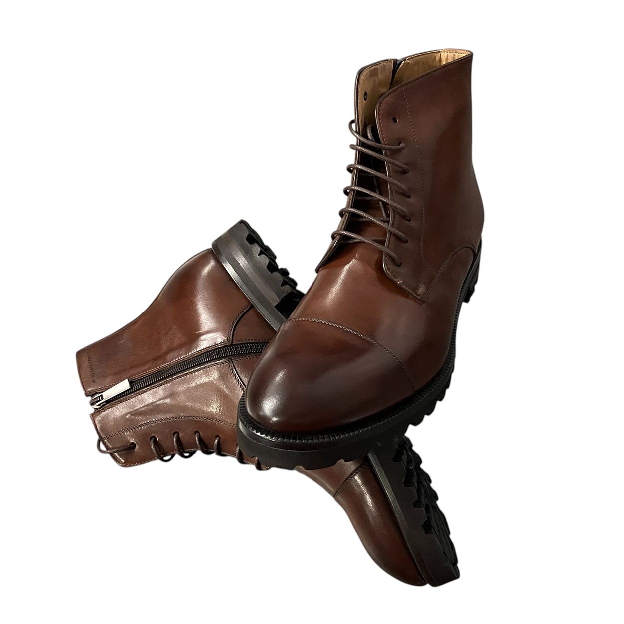 Brecos - EU/42 - Stivaletti in pelle marrone con lacci uomo - immagine 3