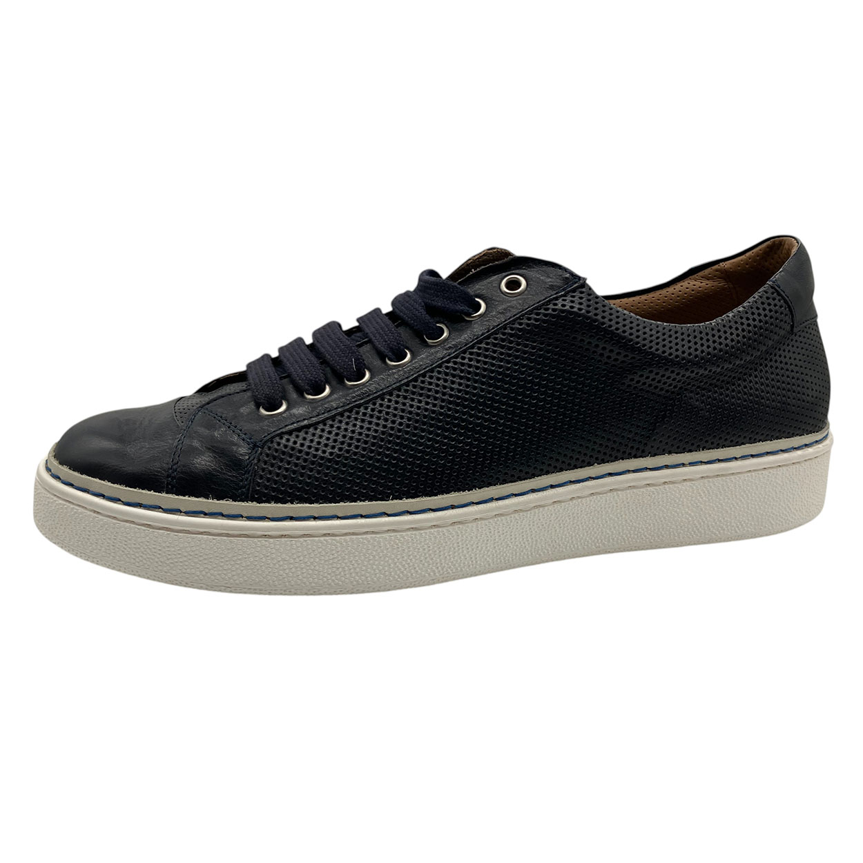 Raphael - EU/44 - Sneaker basso in pelle blu navy effetto traforato Summer2