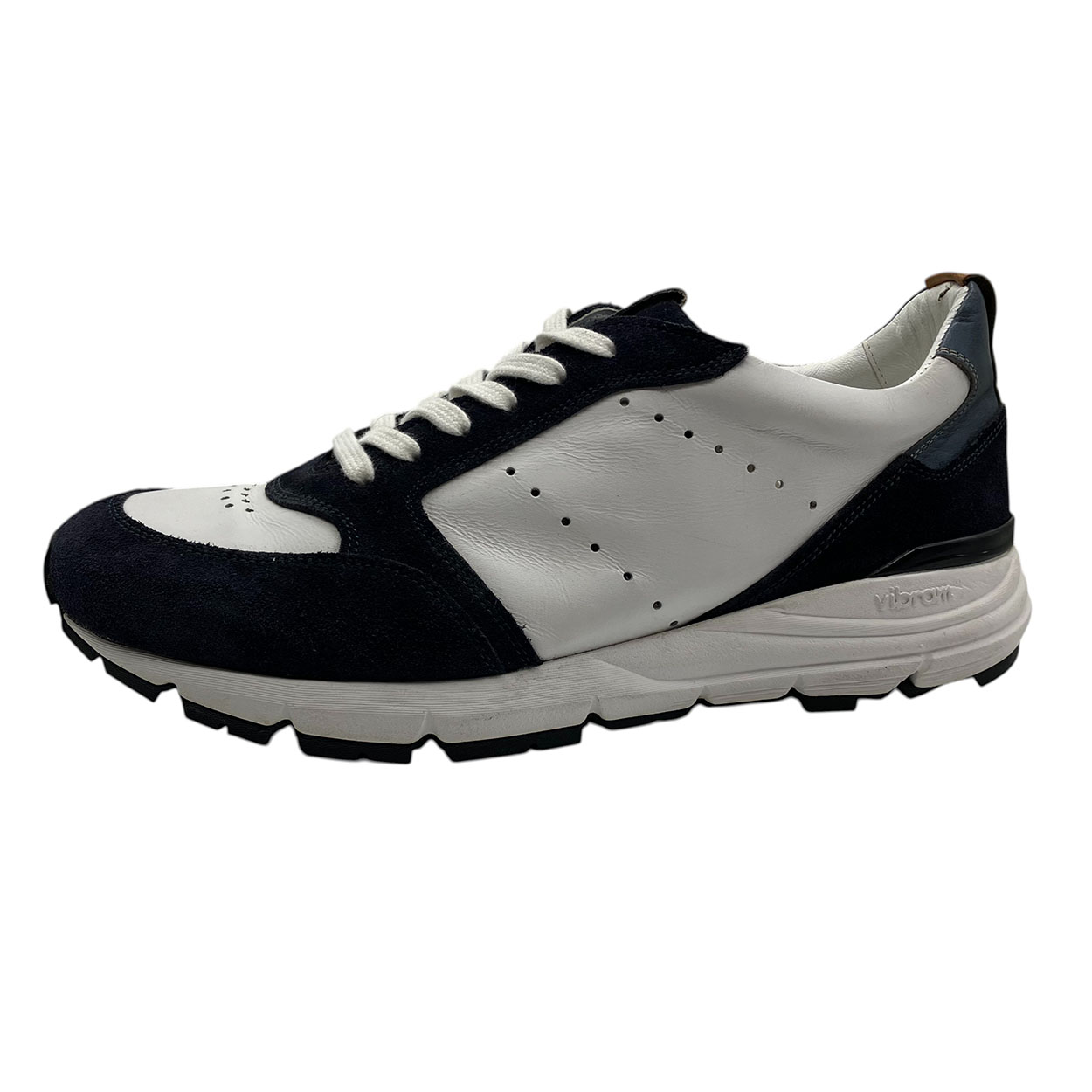 Brecos - EU/42 - Sneaker basso in scamosciato blu e pelle bianco