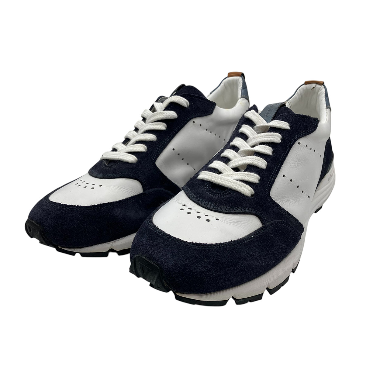 Brecos - EU/42 - Sneaker basso in scamosciato blu e pelle bianco - immagine 2