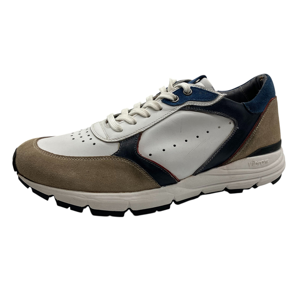 Brecos - EU/42 - Sneaker basso in scamosciato blu e pelle multicolore