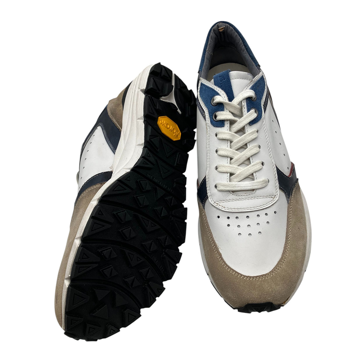 Brecos - EU/42 - Sneaker basso in scamosciato blu e pelle multicolore - immagine 4