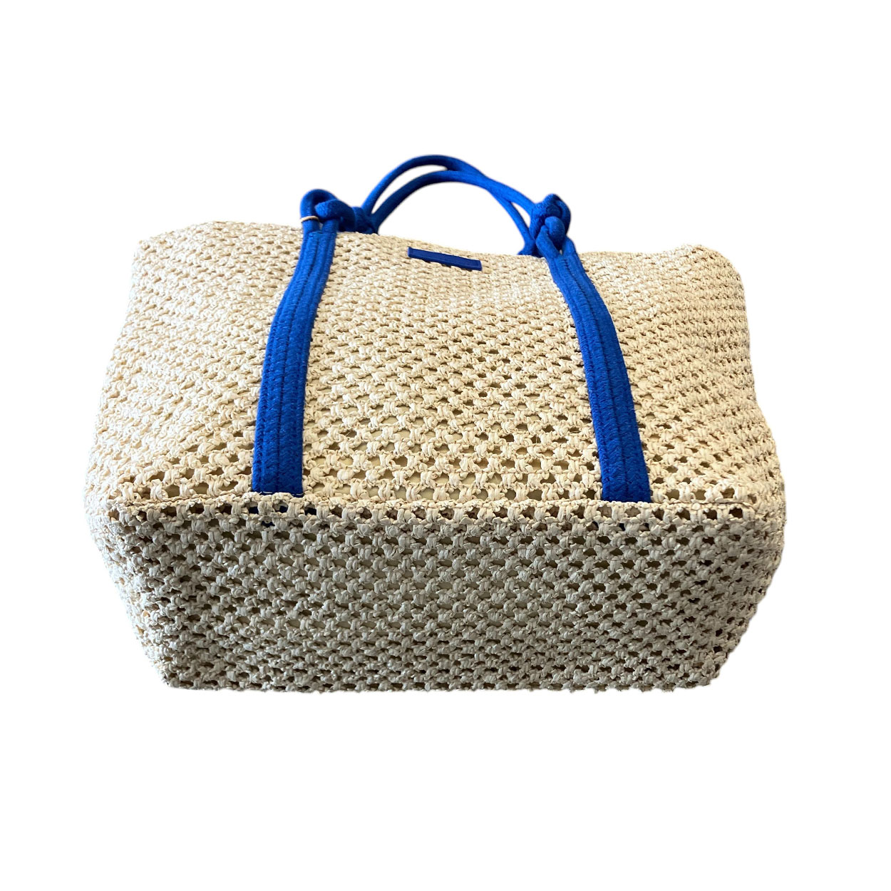 Sara - Borsa a spalla in paglia écru e corda blu RL504 - immagine 2