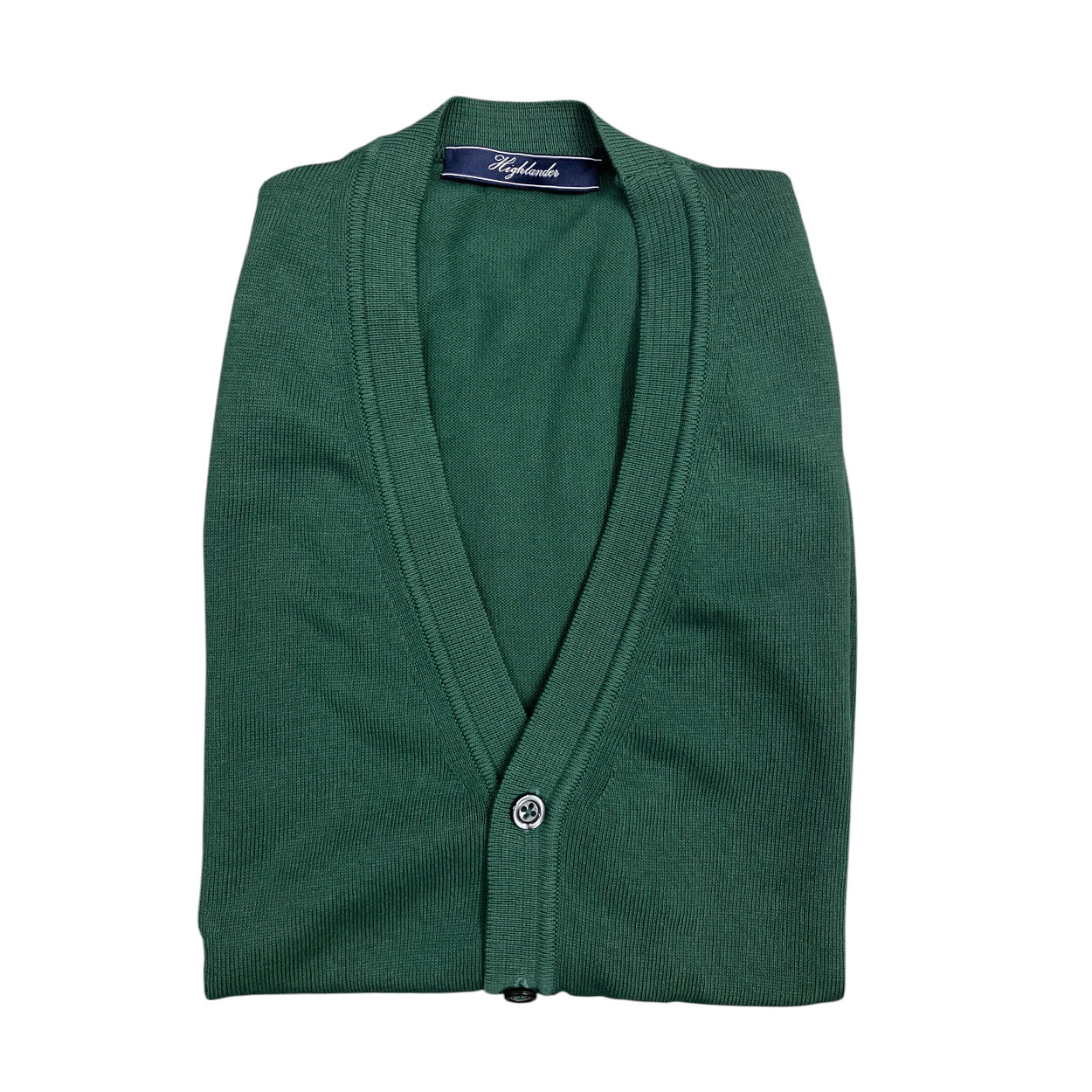 Highlander - Cardigan smanicato in cotone filo di Scozia verde 40007HY - immagine 2