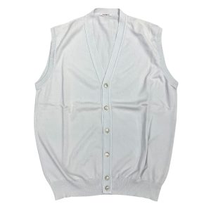 Gioferrari - Cardigan smanicato in cotone filo di Scozia grigio ghiaccio AI201.B03