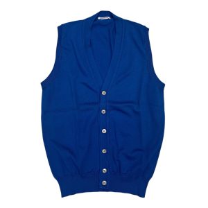 Gioferrari - Cardigan smanicato in cotone filo di Scozia blu AI201.B03