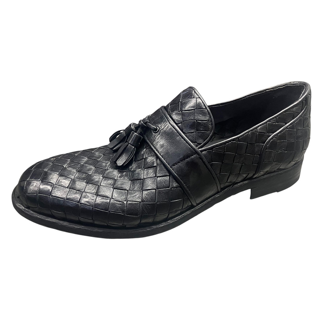 Brecos - EU/42 - Mocassini in pelle intrecciata con nappine lavorazione Blake