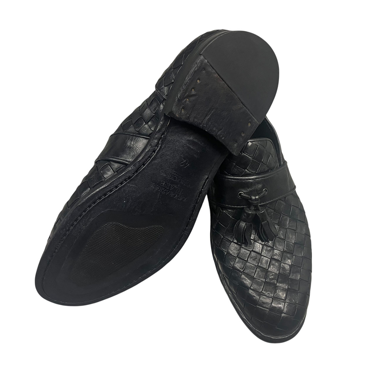 Brecos - EU/42 - Mocassini in pelle intrecciata con nappine lavorazione Blake - immagine 4