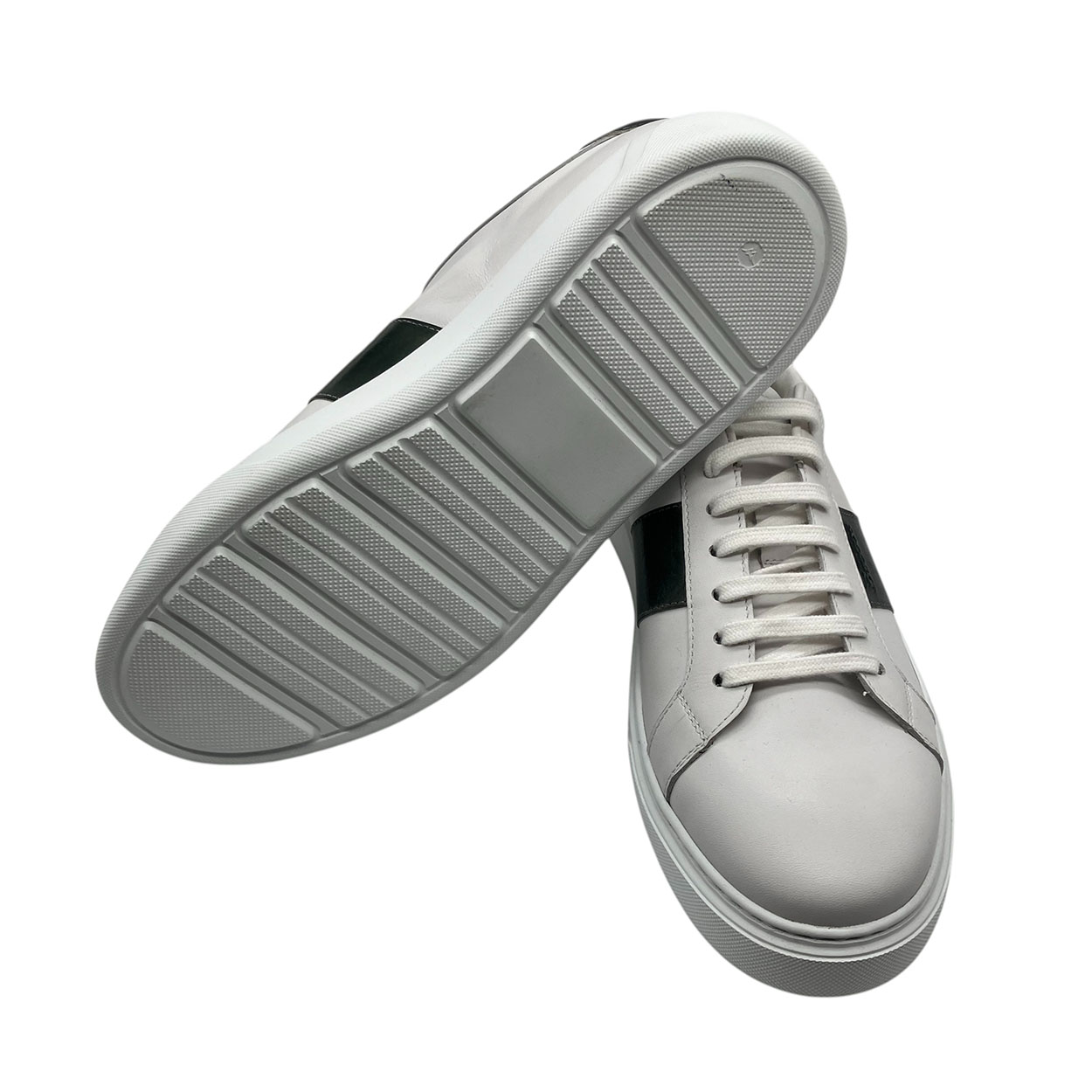 Brecos - EU/42 - Sneaker basso in pelle bianco e verde uomo - immagine 3