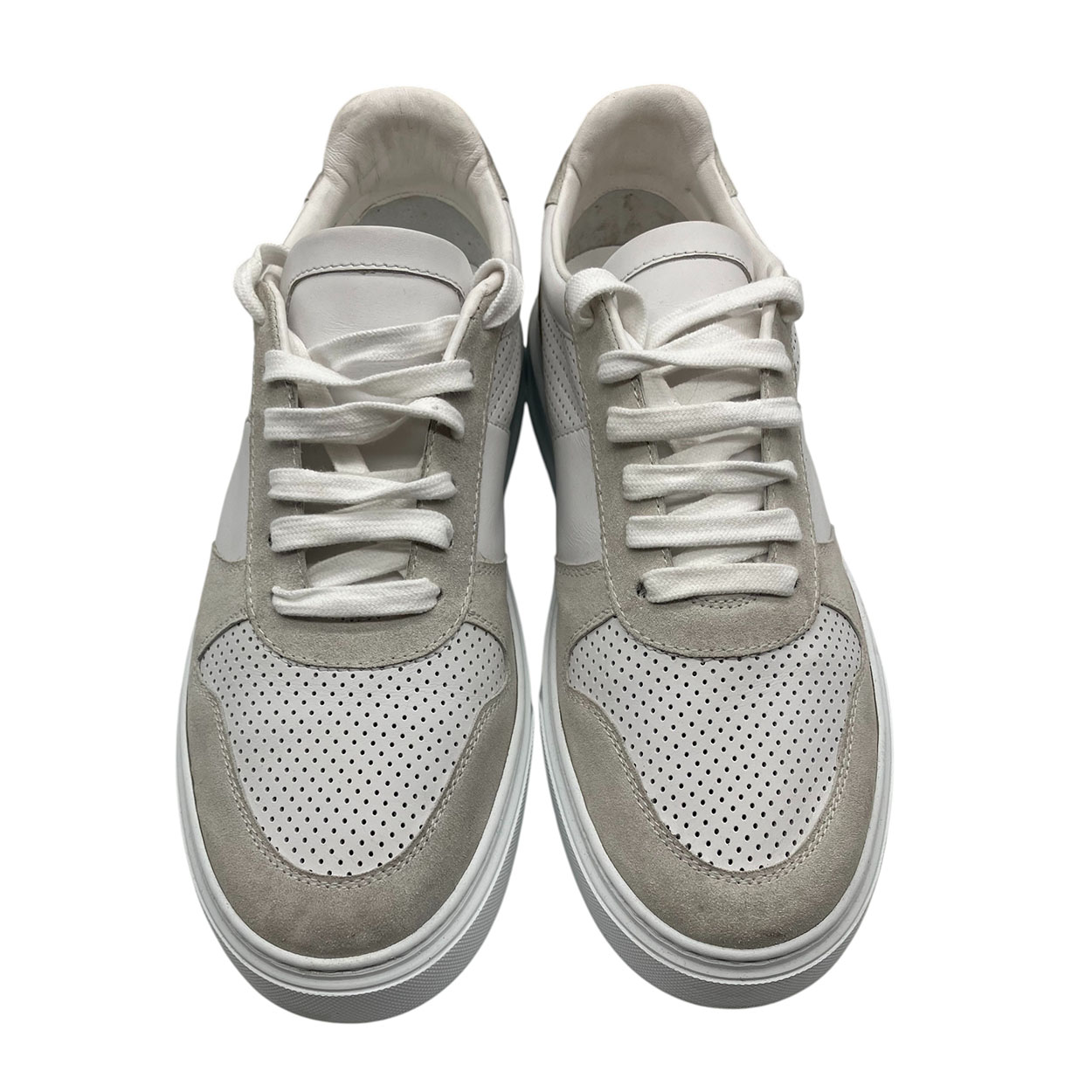 Brecos - EU/42 - Sneaker bassa in pelle bianco e scamosciato ghiaccio - immagine 2