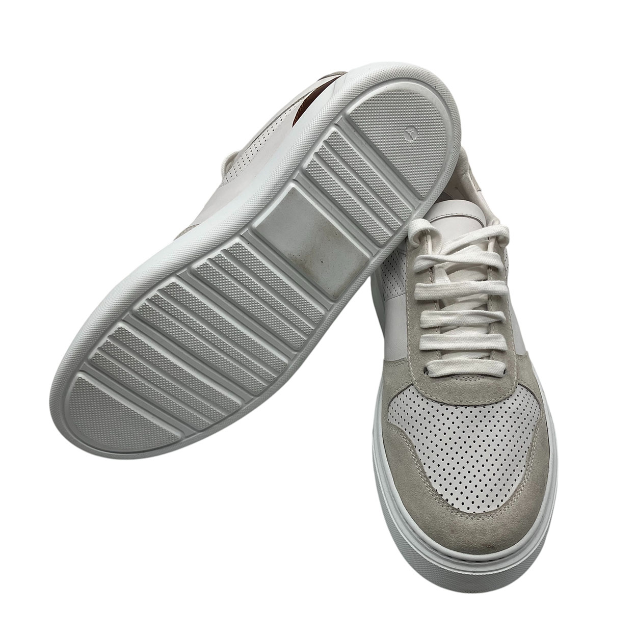 Brecos - EU/42 - Sneaker bassa in pelle bianco e scamosciato ghiaccio - immagine 4