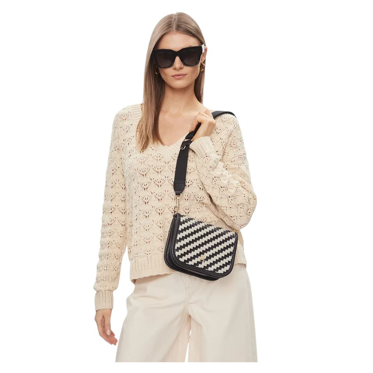 Tommy Hilfiger - Borsetta Th City Crossover Woven AW0AW16077 Nero Bianco - immagine 6