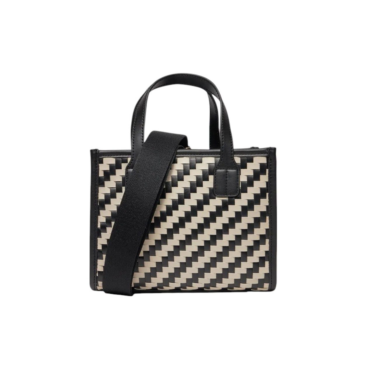 Tommy Hilfiger - Borsetta Th City Small Tote Woven AW0AW16086 Nero Bianco - immagine 2