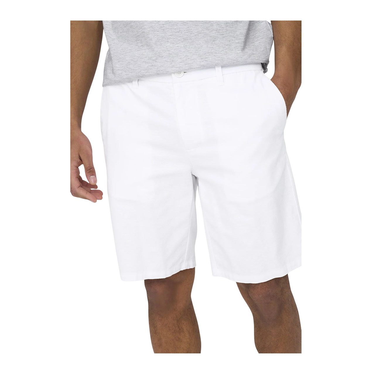Only & Sons - Bermuda Onsmark 0011 cotone e lino elasticizzato bianco uomo - S - immagine 2