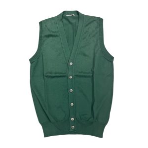 Gioferrari - Cardigan smanicato in cotone filo di Scozia verde salvia AI201.B03