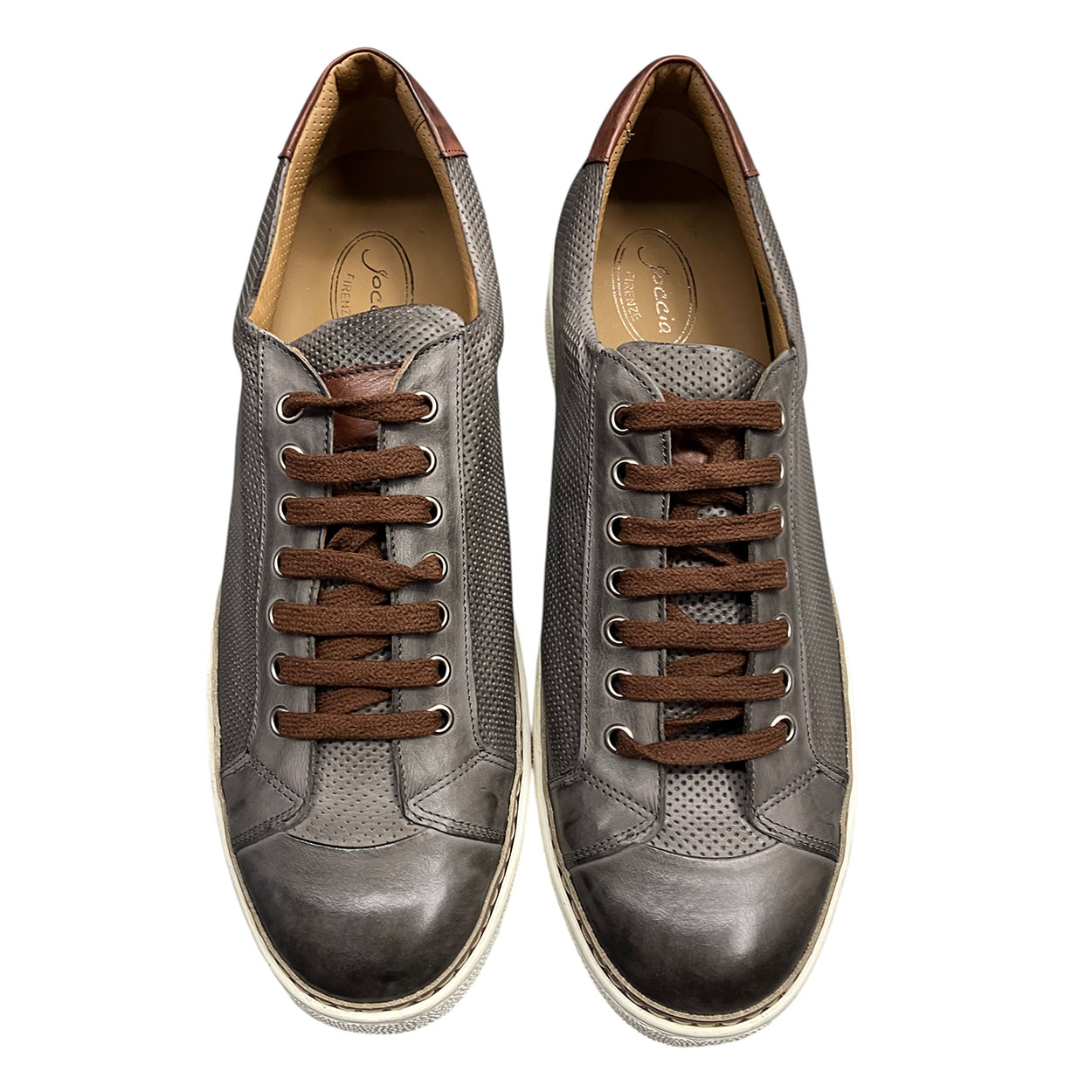 Joccia - EU/45 - Sneaker basso in pelle traforata taupe Summer 3 - immagine 2