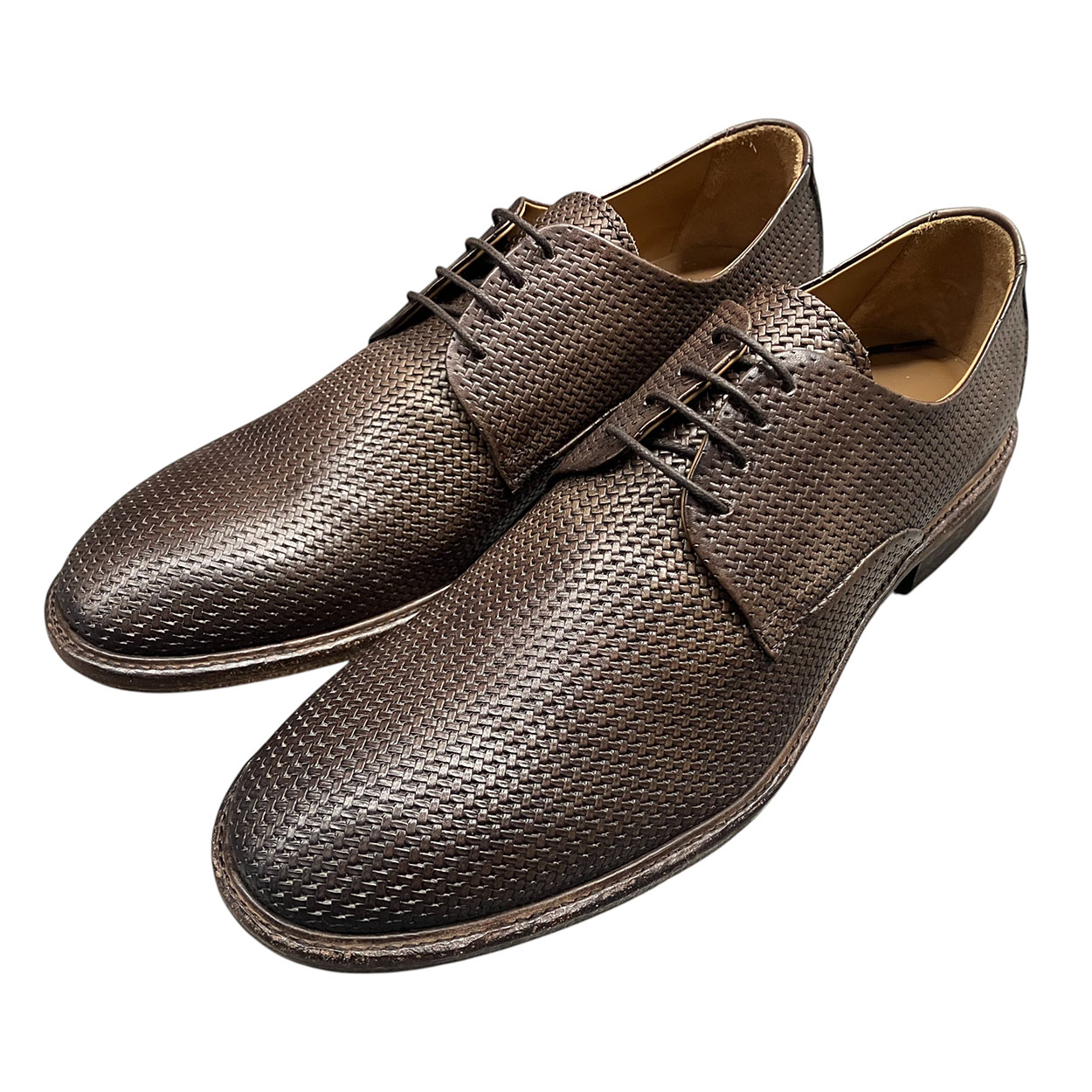 Raphael - EU/44 - Scarpe stringate in pelle stampa intrecciata 6175