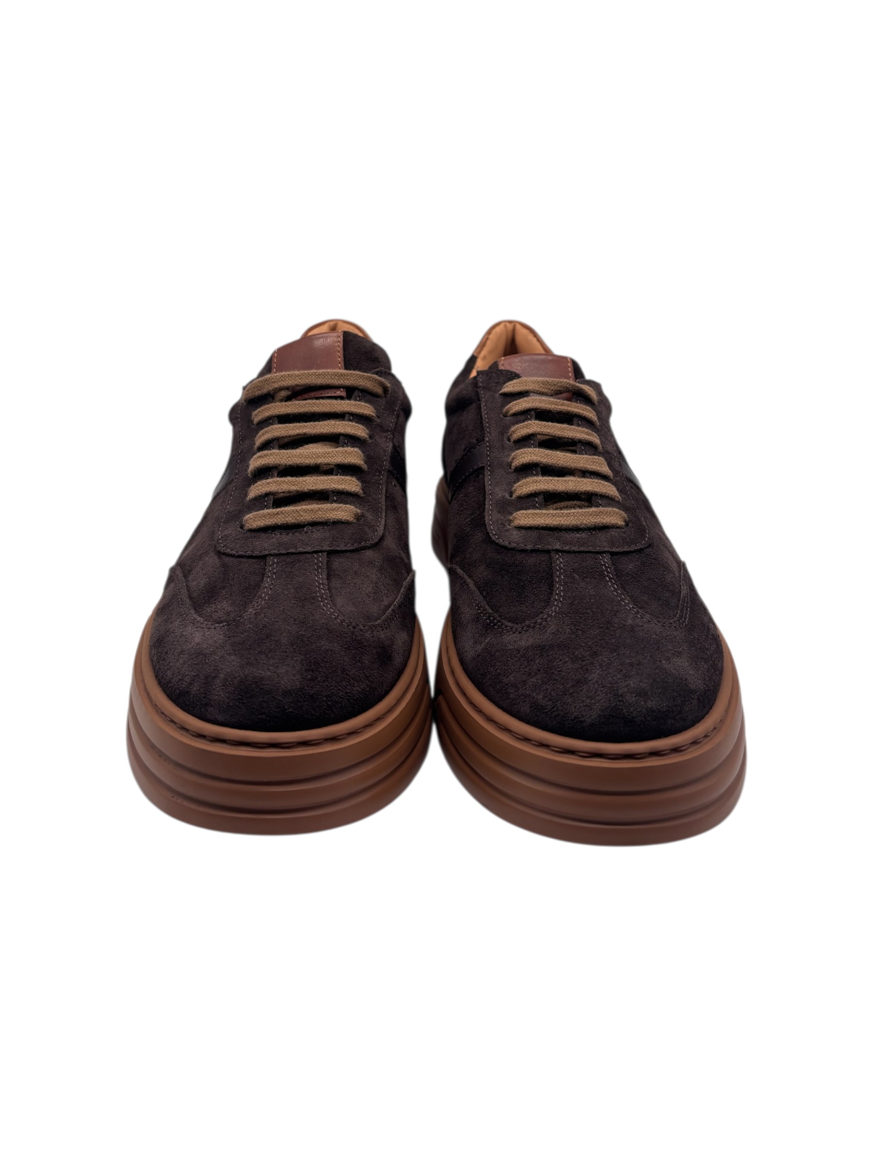 Brecos - Sneakers uomo in pelle scamosciata marrone - 42 - immagine 2