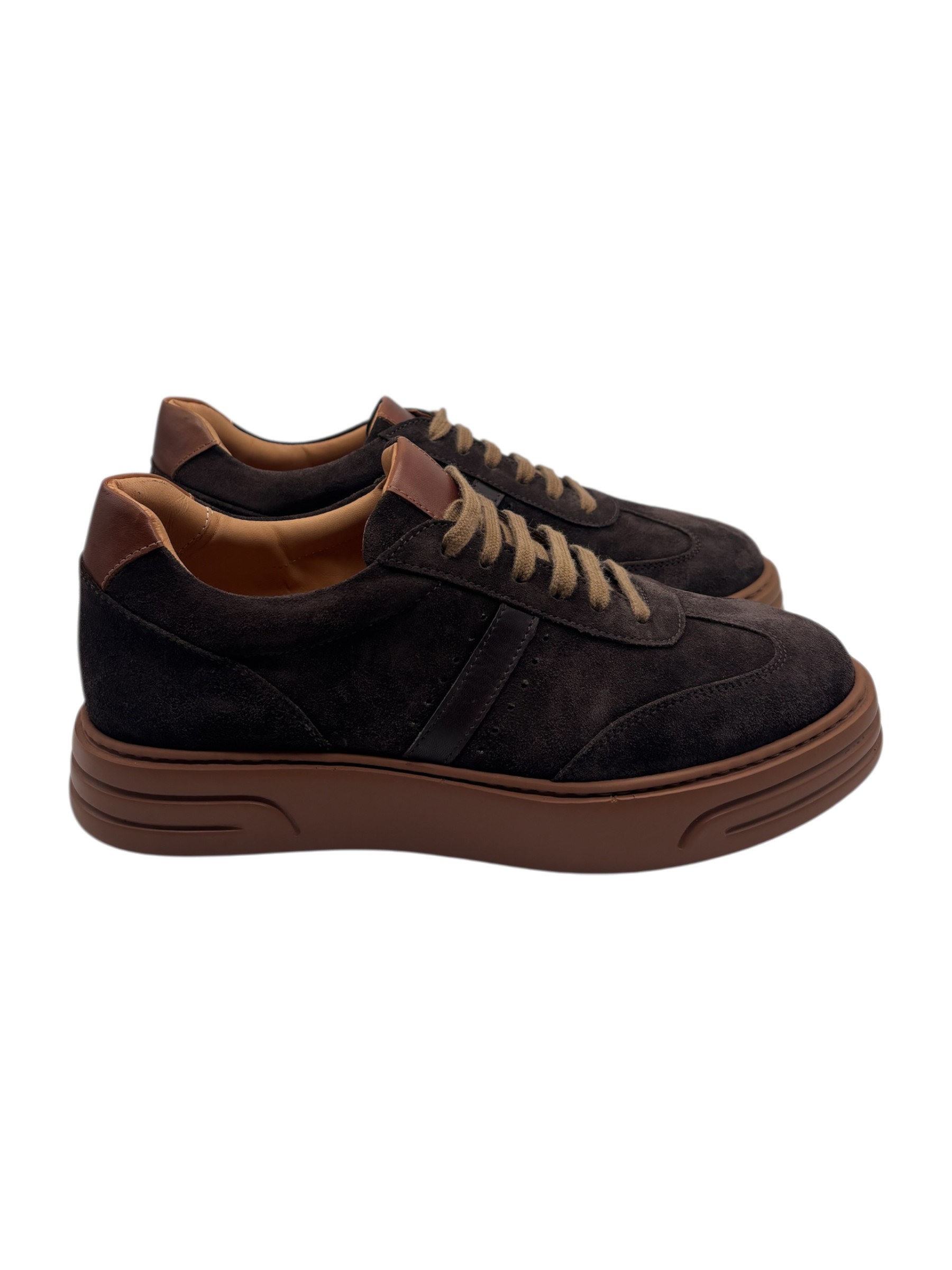 Brecos - Sneakers uomo in pelle scamosciata marrone - 42 - immagine 3