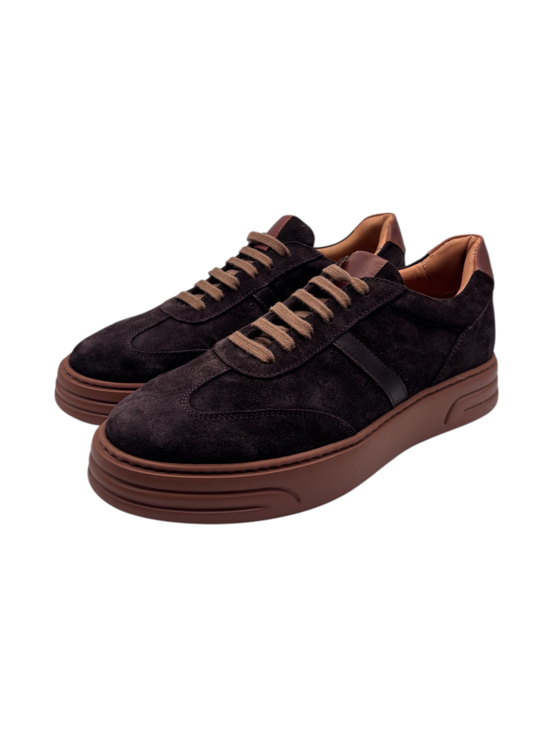 Brecos - Sneakers uomo in pelle scamosciata marrone - 42