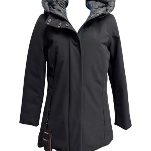 RRD - Giubbotto donna in tessuto tecnico nero con cappuccio