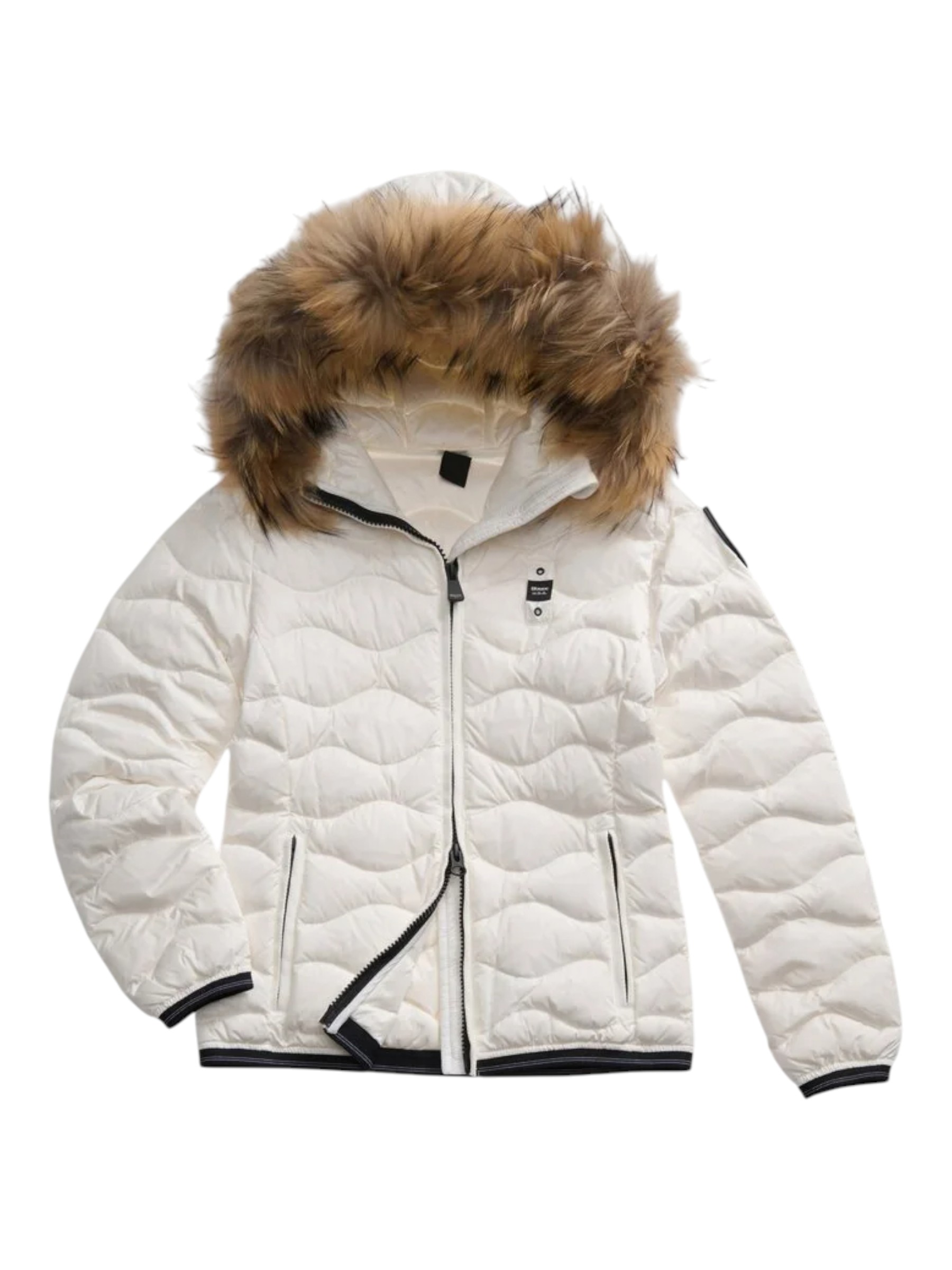 Blauer – Giubbotto bianco donna con bordo in pelliccia murmasky - S