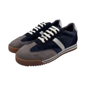 Brecos - Sneakers uomo in camoscio blu - 42
