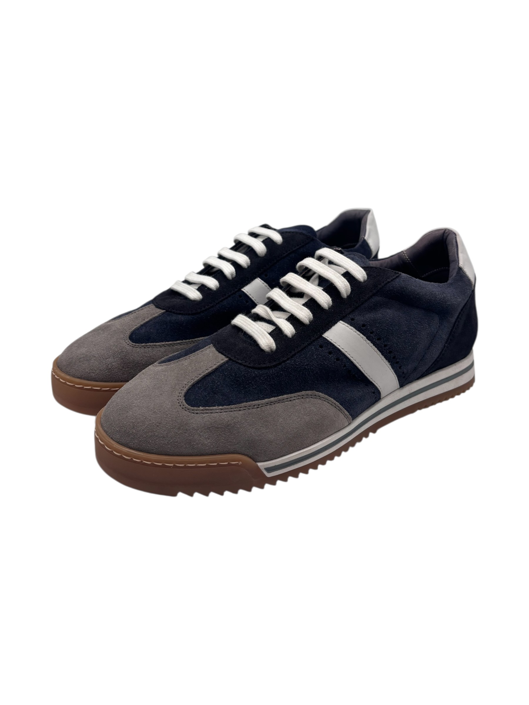 Brecos - Sneakers uomo in camoscio blu - 42