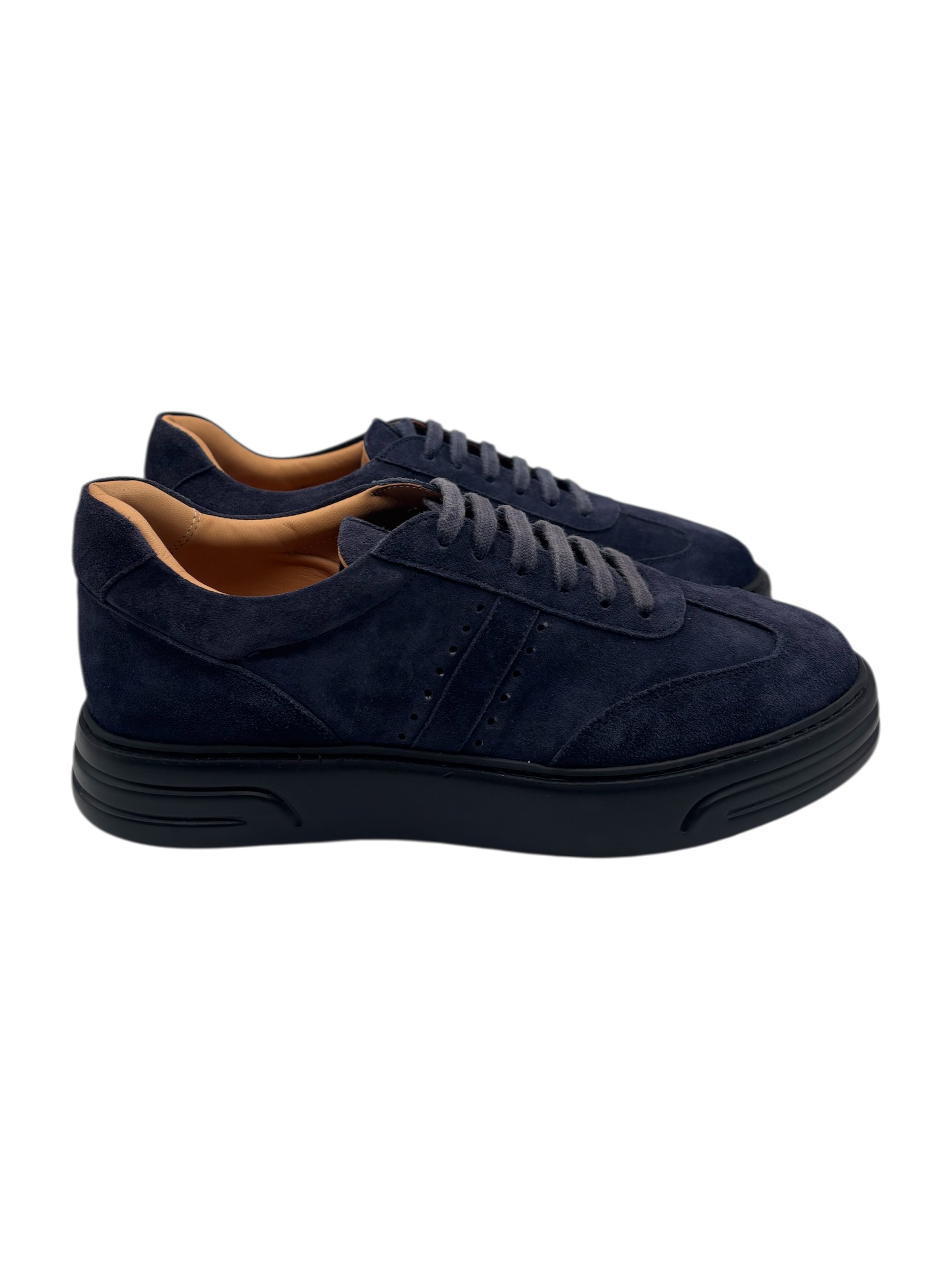 Brecos - Sneakers uomo in pelle scamosciata blu - 42 - immagine 3