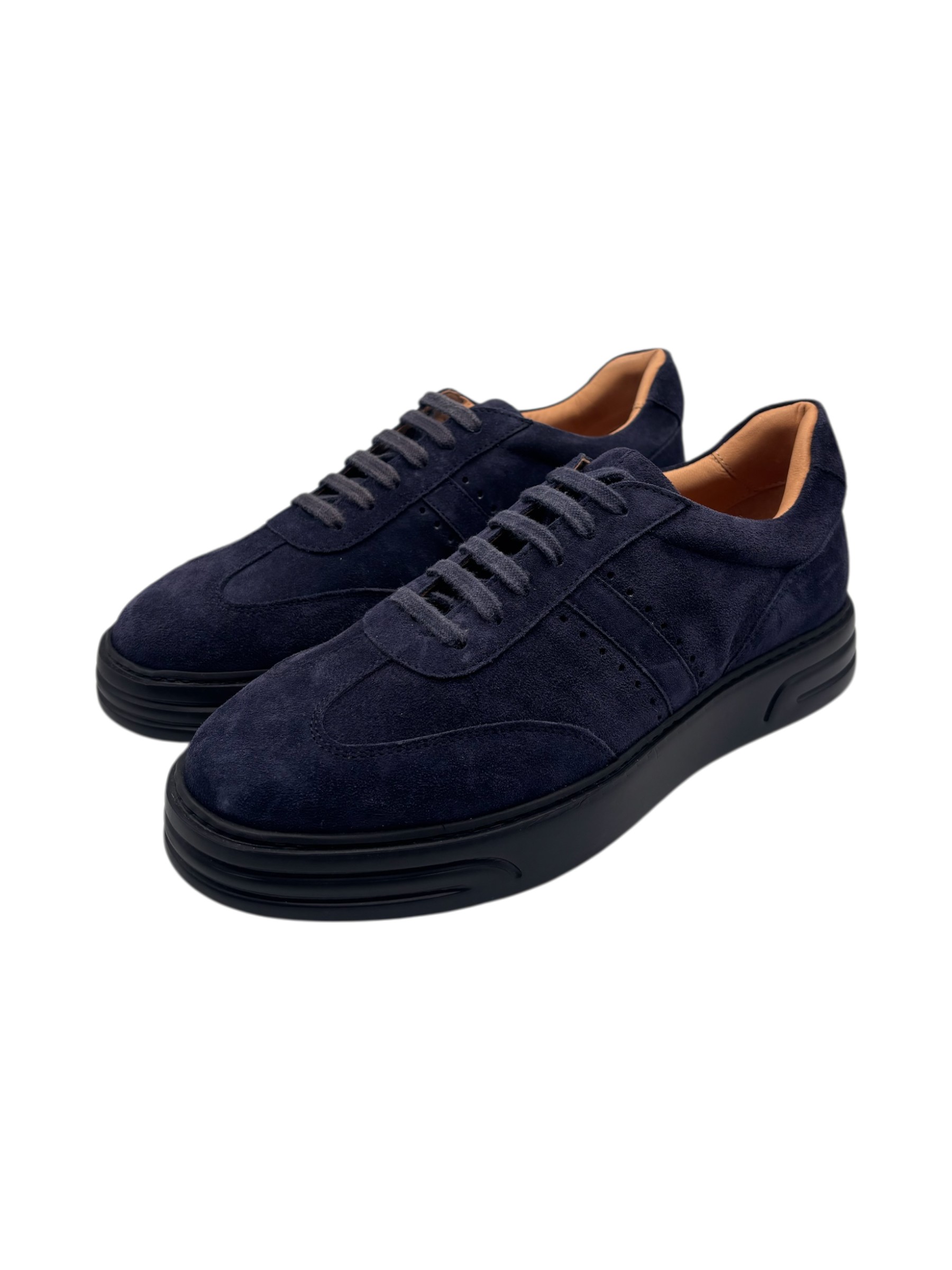 Brecos - Sneakers uomo in pelle scamosciata blu - 42