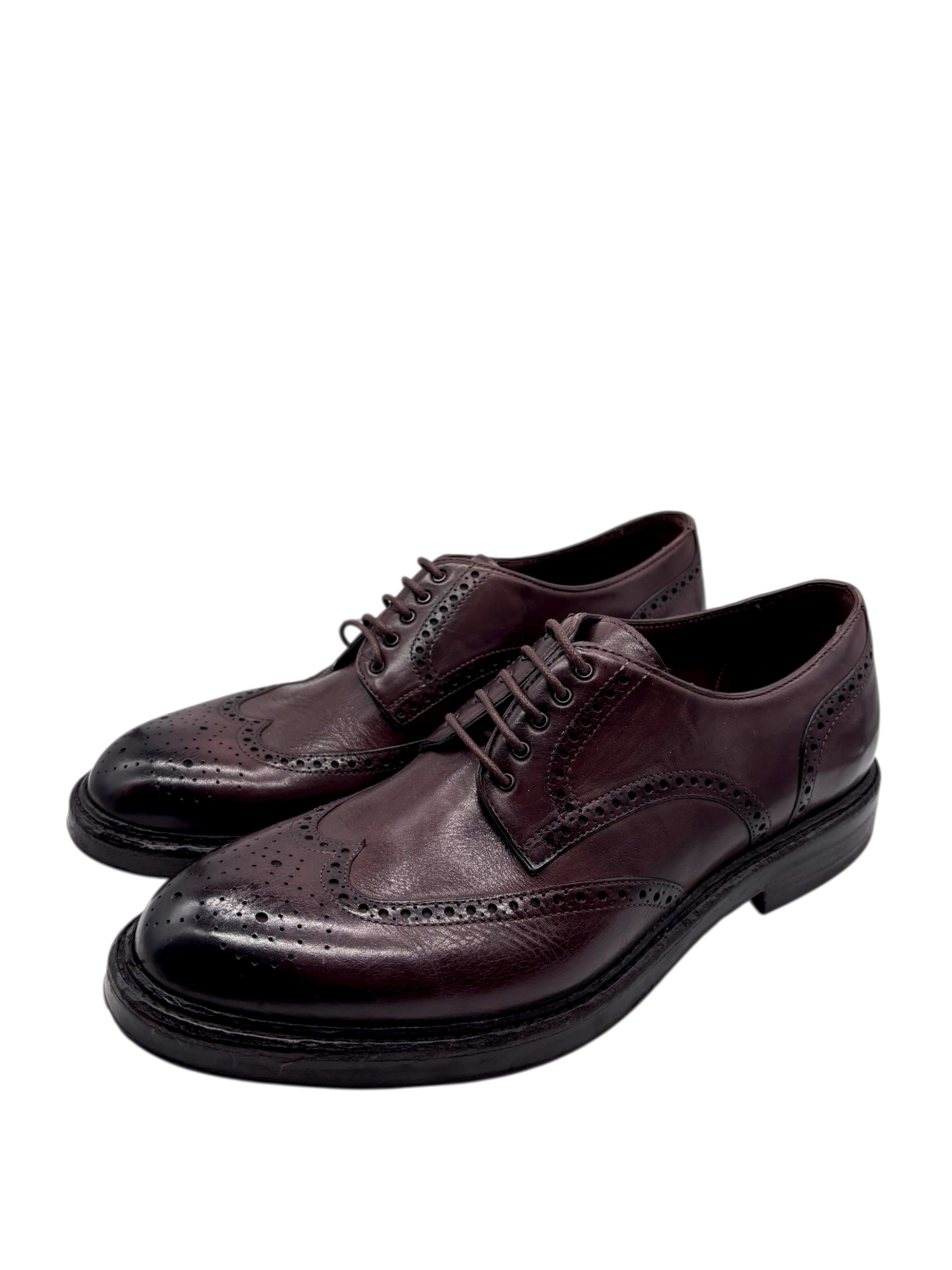 Brecos - Scarpe uomo in pelle marrone coda di rondine - 42