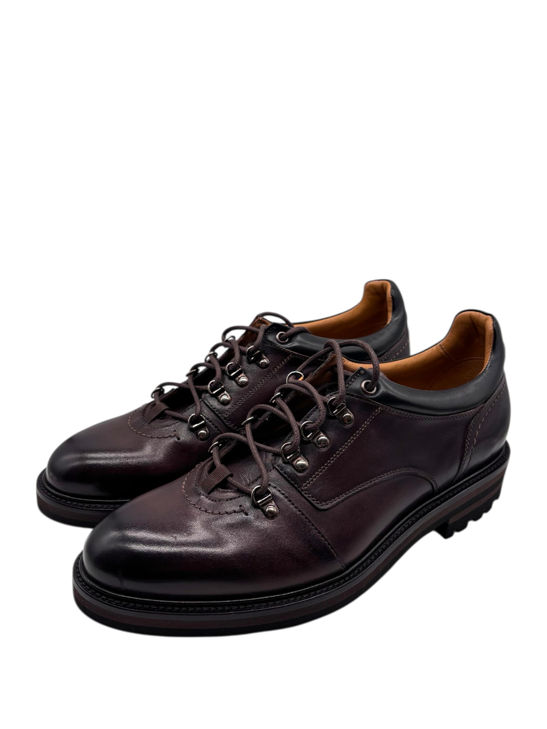 Brecos - Scarponcini bassi uomo in pelle bordeaux - 42