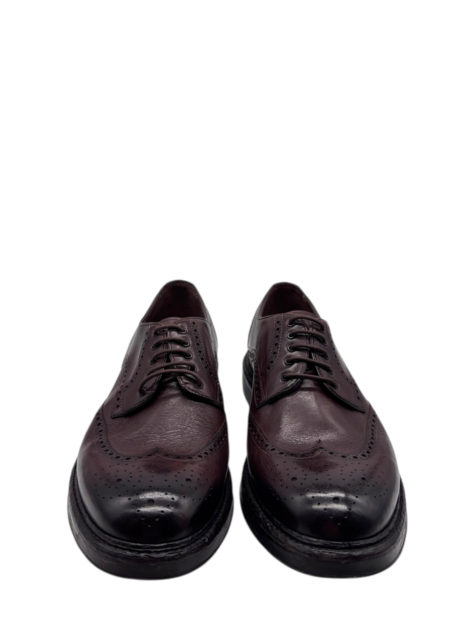 Brecos - Scarpe uomo in pelle marrone coda di rondine - 42 - immagine 2