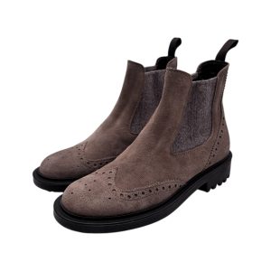 Brecos - Stivaletti donna in camoscio tortora - 37