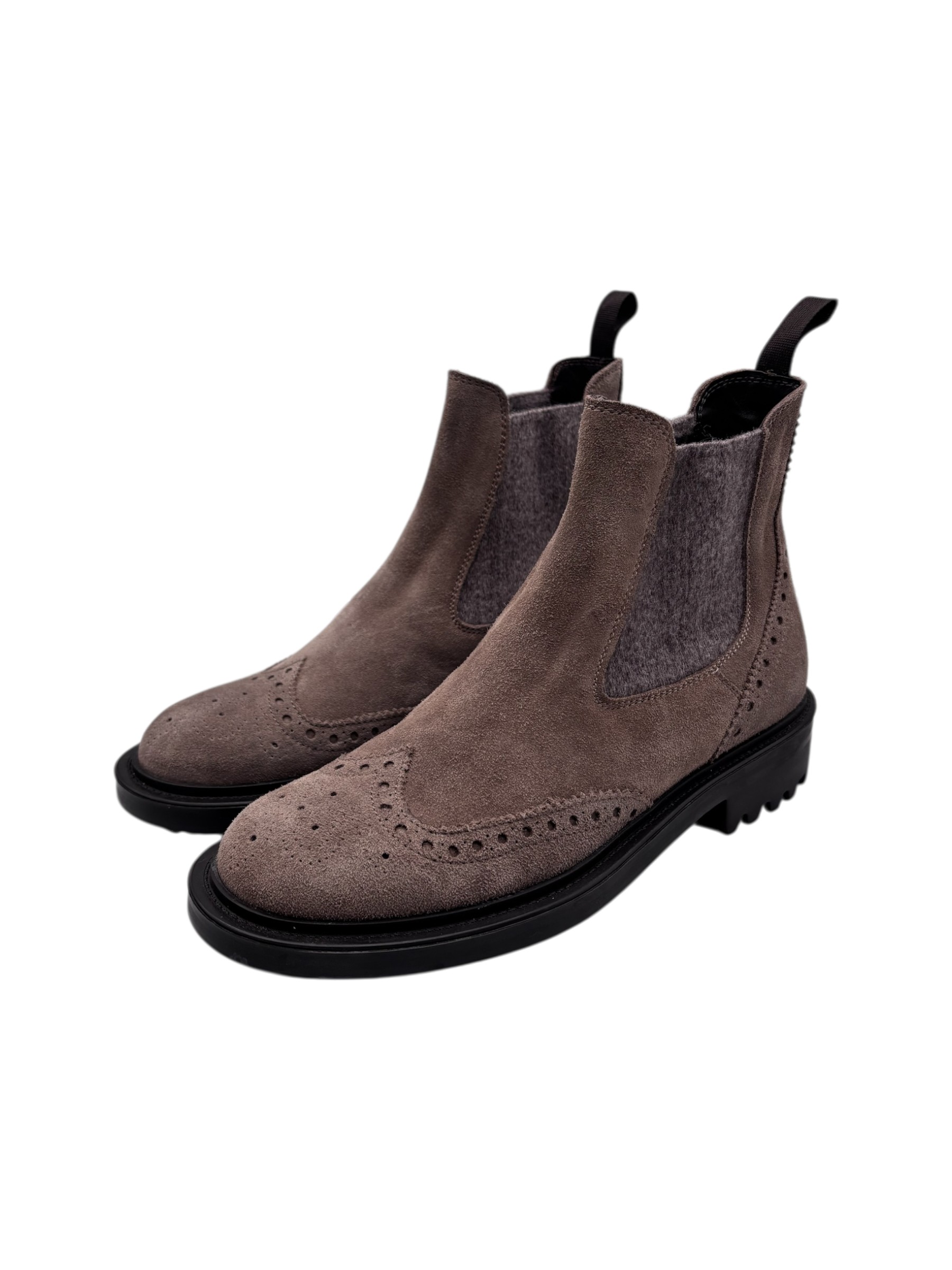 Brecos - Stivaletti donna in camoscio tortora - 37