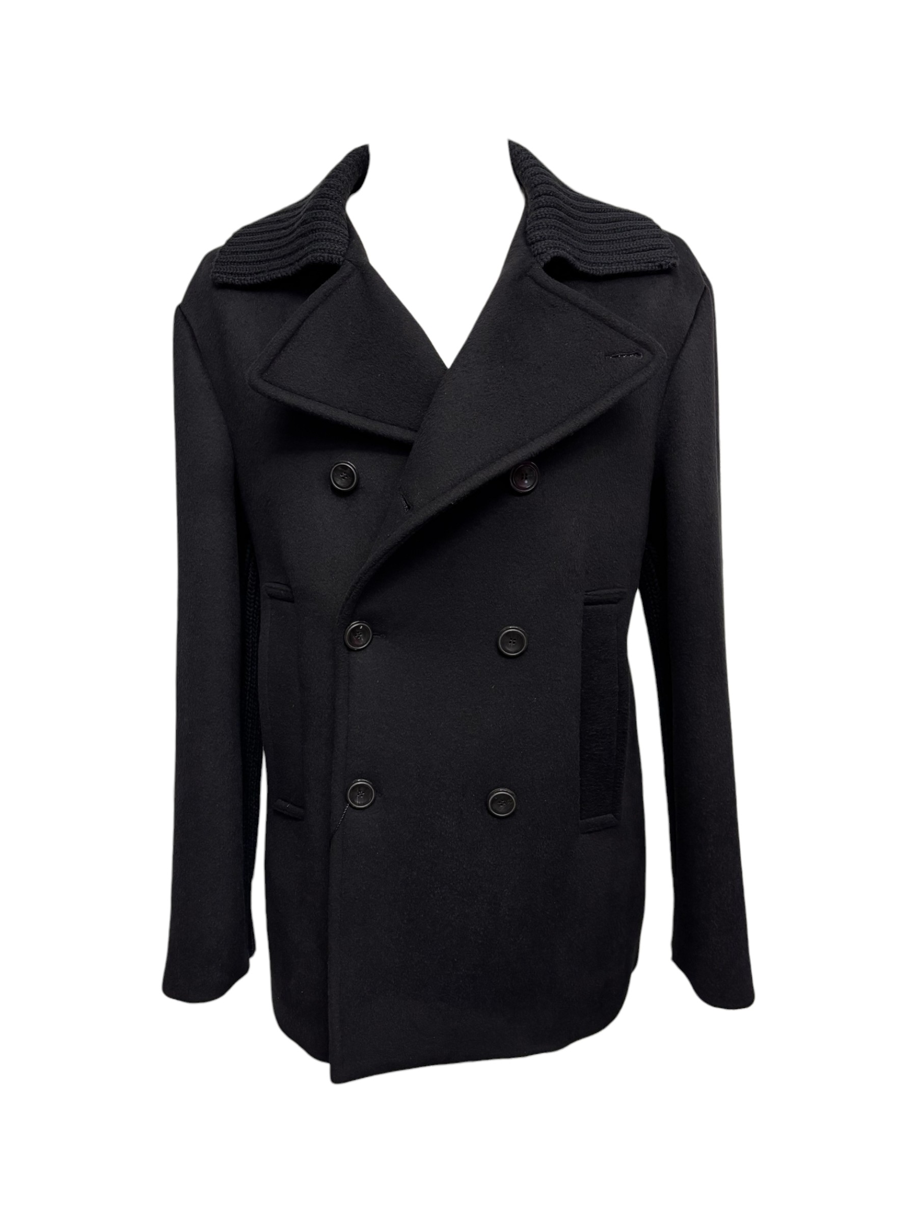 Emporio Armani - Peacoat nero uomo in lana e cachemire - 48