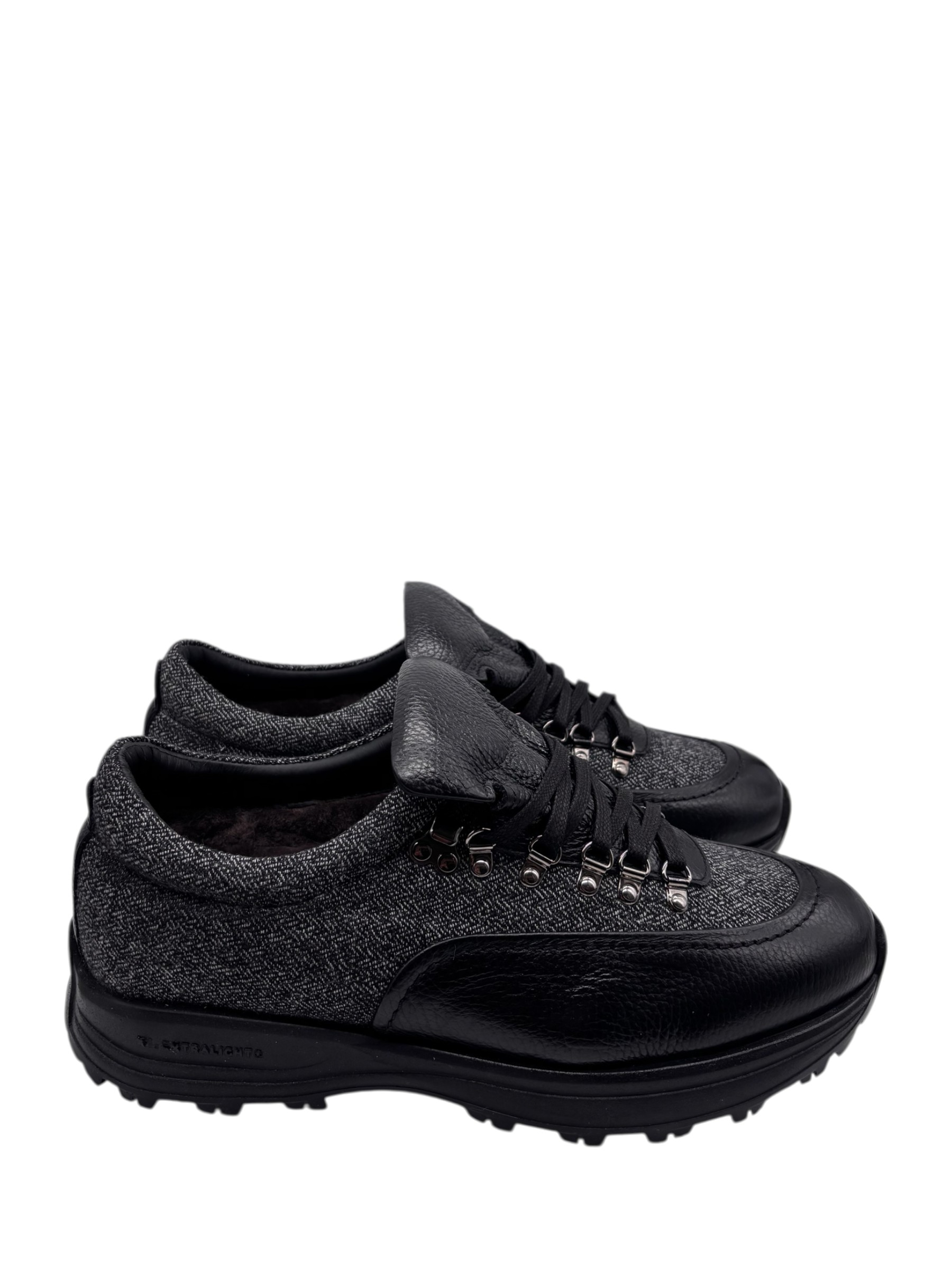 Brecos - Scarpe uomo in pelle nera e tessuto - 42 - immagine 3