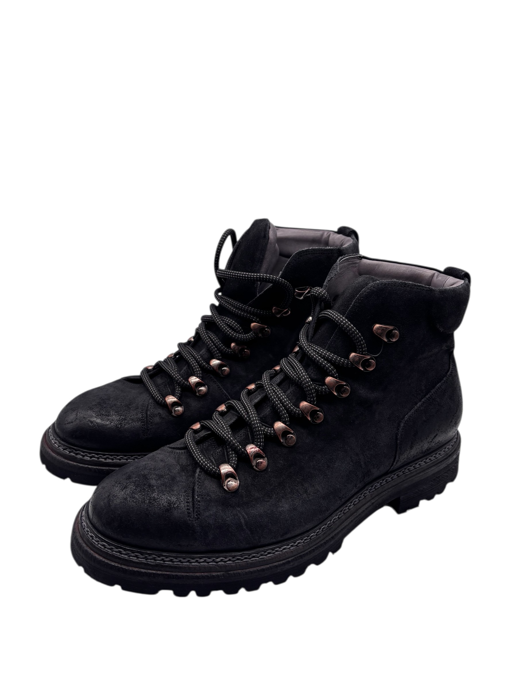 Brecos - Scarponcini in pelle scamosciata tamponata nera - 42