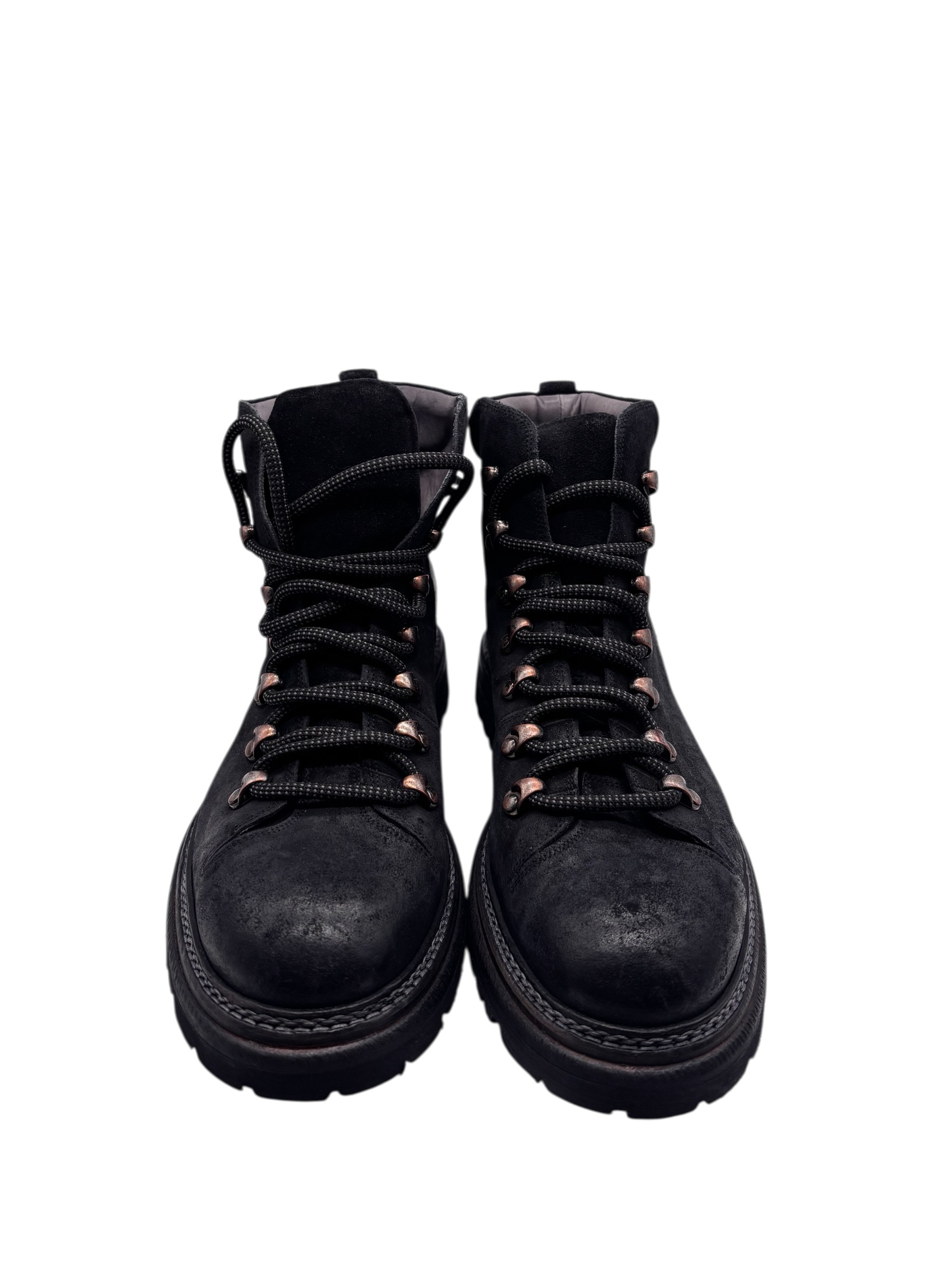 Brecos - Scarponcini in pelle scamosciata tamponata nera - 42 - immagine 2