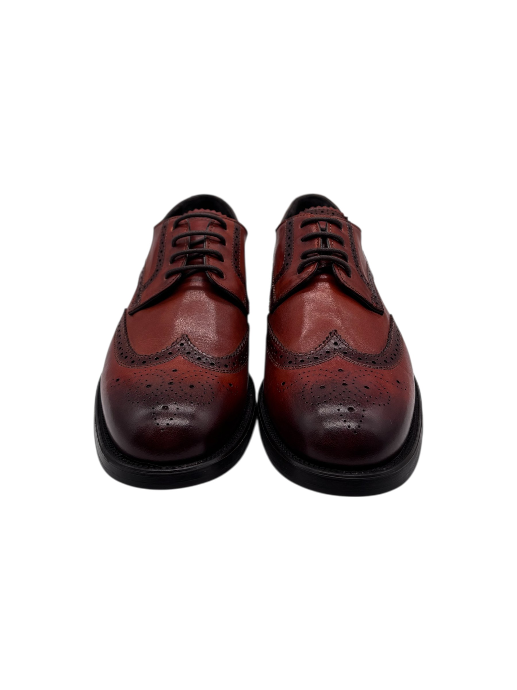 Brecos - Scarpe derby donna in pelle a coda di rondine mattone - 37 - immagine 2