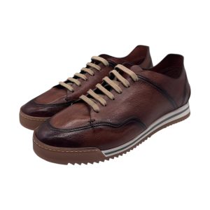 Brecos - Sneakers uomo in pelle color cuoio - 42