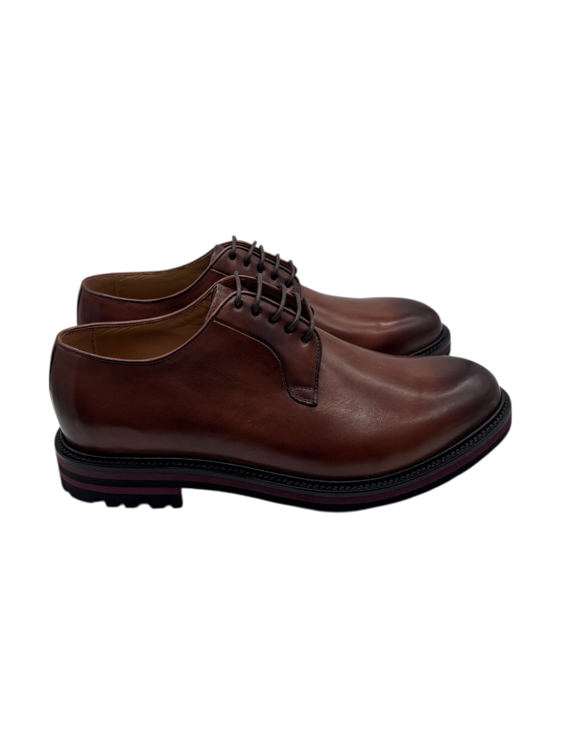 Brecos - Scarpe derby uomo in pelle marrone - 43.5 - immagine 3