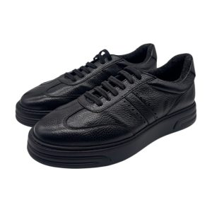 Brecos - Sneakers uomo in pelle martellata nera - 42
